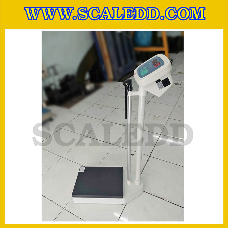 เครื่องชั่งน้ำหนักคน เครื่องชั่งน้ำหนักบุคคล พร้อมที่วัดส่วนสูง และคำนวณค่า BMI ชั่งได้ 250kg ความละเอียด 100g วัดส่วนสูงได้ 203cm