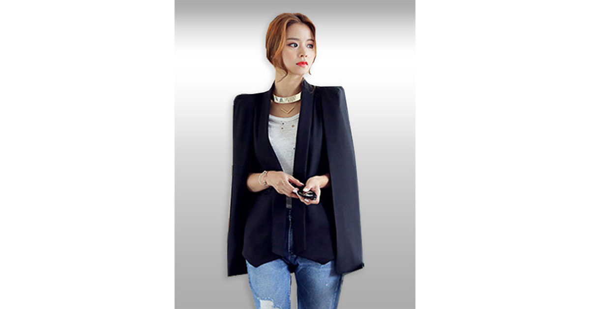 เสื้อสูทแฟชั่นผู้หญิงสีดำเรียบหรู มี 4 ไซส