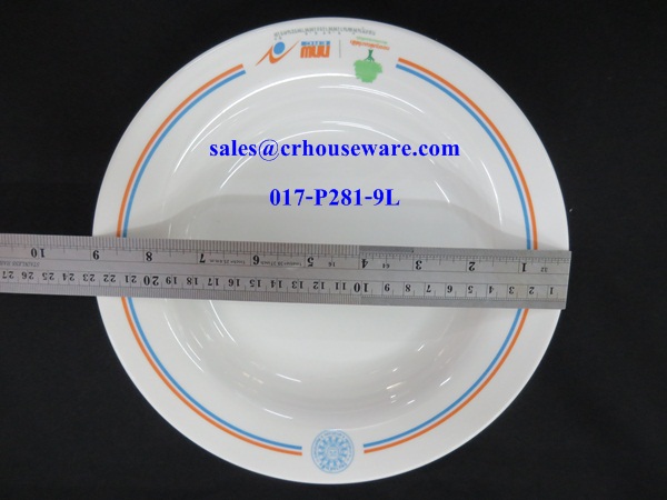 จานลึกเมลามีนทรงกลม ทำโลโก้ 9" 017-P281-9L ,จานเมลามีน, จานทรงลึก ,จานทรงกลม ,จานข้าว ,จานทำโลโก้,