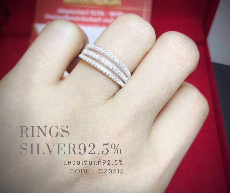แหวนเงินแท้92.5% แหวนแถว ประดับเพชร cz งานสวยมากๆ ค่ะ size 5-10 (ราคาต่อวง)(เรือนเงินแท้)