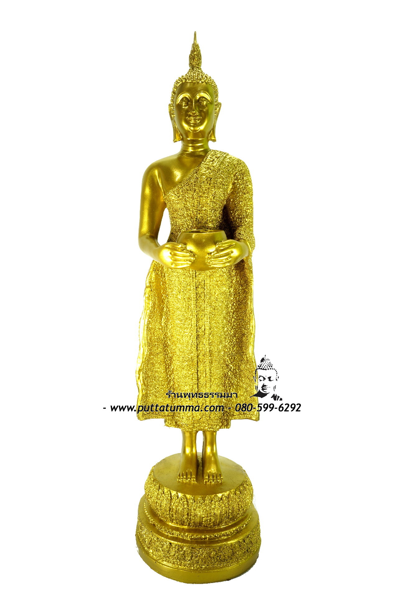 พระประจำวันพุทธกลางวัน เนื้อเรซิ่น พ่นทอง ขนาด 9 นิ้ว สูง 23 นิ้ว
