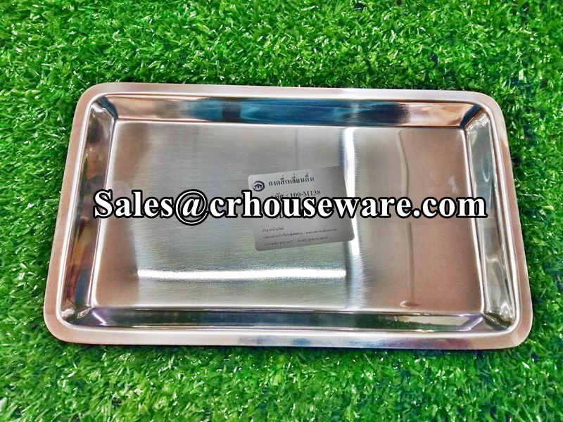 ถาดสแตนเลสสี่เหลี่ยมตื้น ใช้ในห้องการเเพทย์ รหัส 100-M138