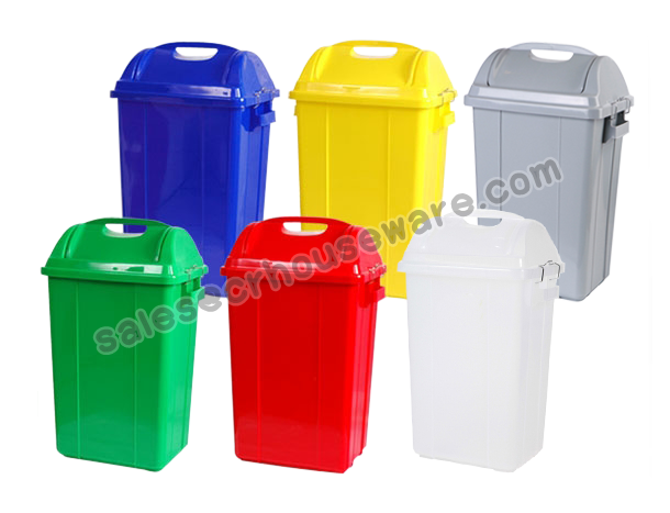 ถังขยะใสทรงสี่เหลี่ยม ฝาแกว่ง 001-562-CL