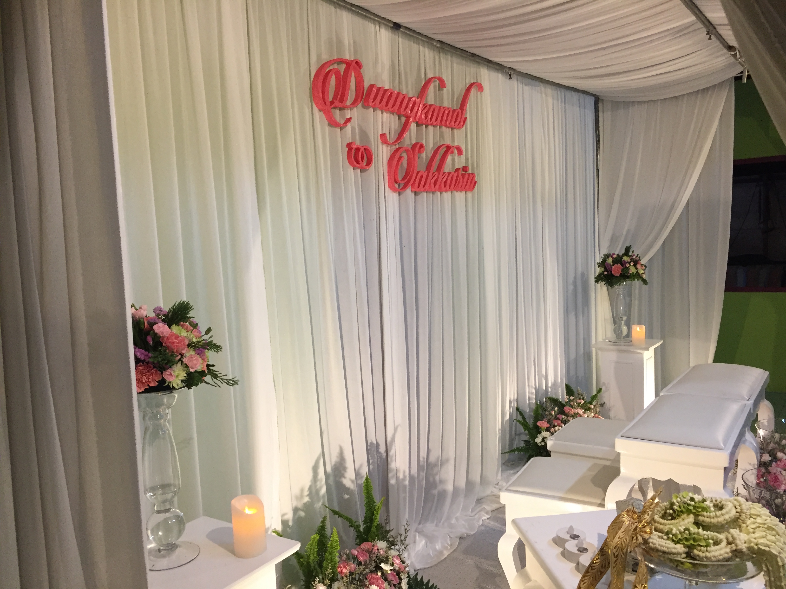 Backdropหลั่งน้ำสังข์ แบบโดมผ้า งานแต่งคุณอุ้ม คุณกอล์ฟ 25กพ61 (อ.บัวใหญ่ จ.นครราชสีมา)