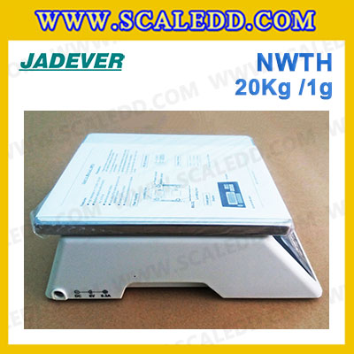 เครื่องชั่งน้ำหนักดิจิตอล พิกัดน้ำหนัก 20kg ยี่ห้อ JADEVER รุ่น NWTH ความละเอียด 1g (มีใบผ่านตรวจรับรองจากสำนักชั่งตวงวัด)