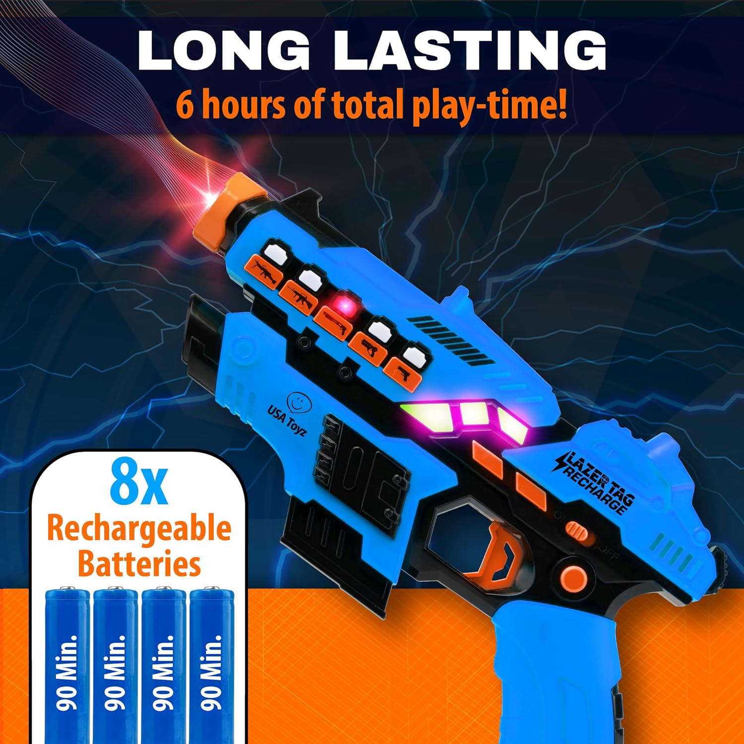 ชุดปืนเลเซอร์ USA Toyz Rechargeable Laser Tag Game, 4 Pack Set with Guns and Vests