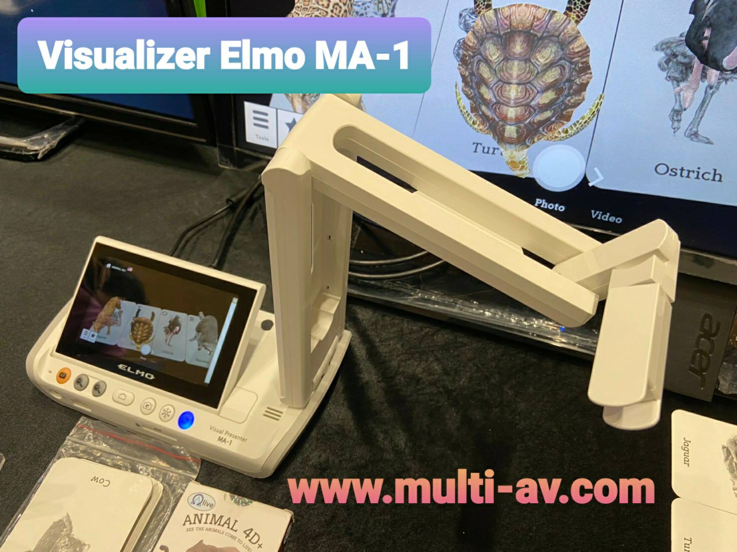 Elmo MA-1 Full-HD เครื่องถ่ายทอดภาพวัตถุสามมิติ (Visualizer) LCD Touch screen 8ล้าน พิกเซล CMOS Sensor ขนาดเล็กพกพาสะดวก