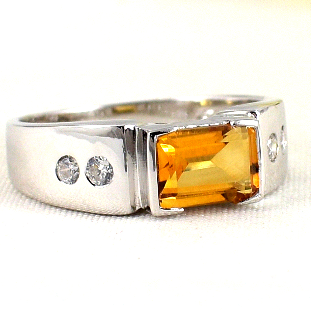 แหวนเงินแท้ราคาถูกชุบทองคำขาว ซิทรินแท้ 0.95 กะรัต เพชรCZ 0.10 กะรัต งานประณีตสวยงาม สั่งผลิตค่ะ