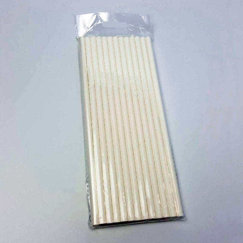 หลอดกระดาษ สีขาว ขนาด 6 มิล ยาว 19.5 ซม. ( แพ็คละ 25 ชิ้น )