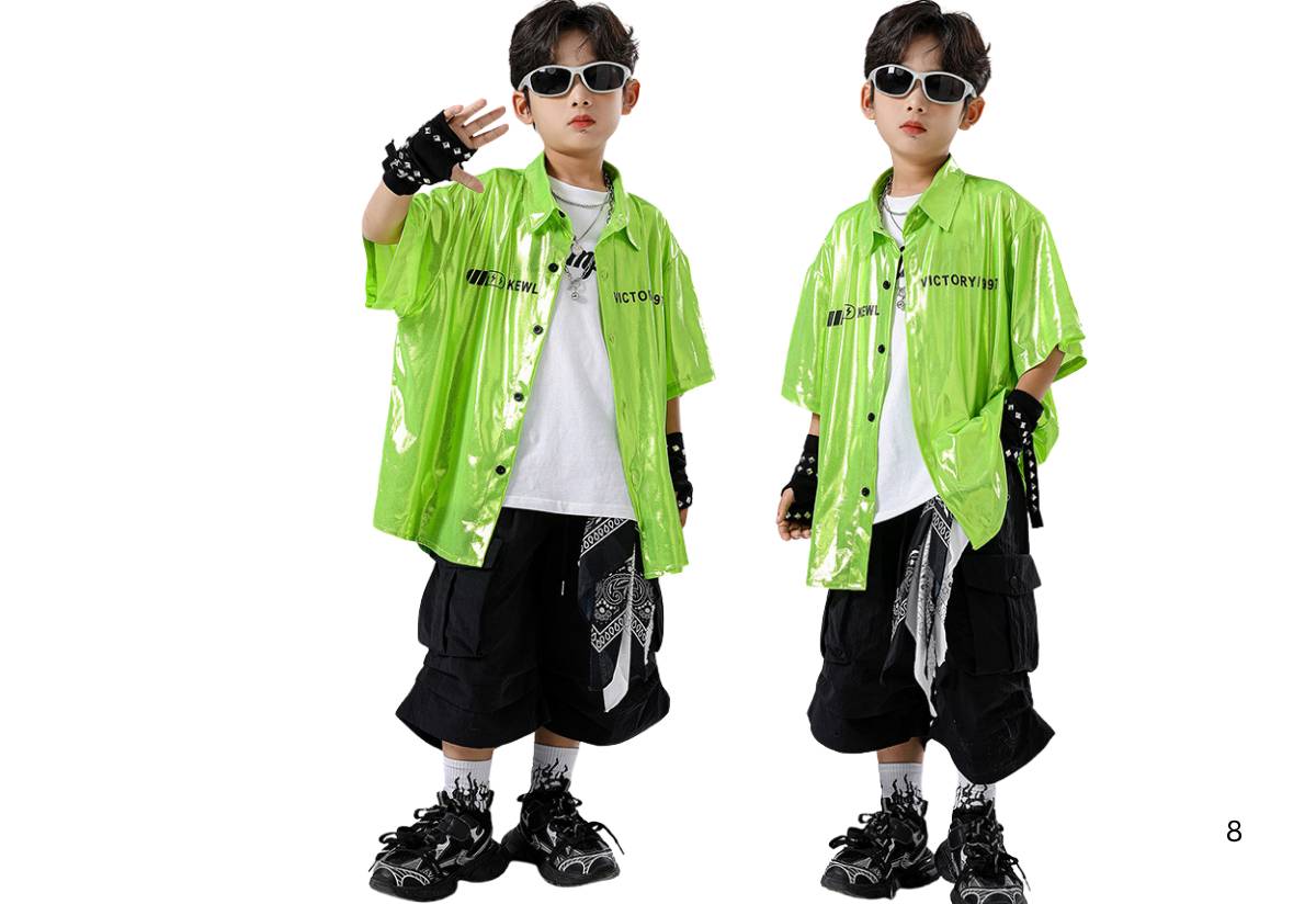 พร้อมส่ง ชุดเต้น เซ็ต เสื้อเชิ๊ต นีออน+กางเกง/กระโปรง