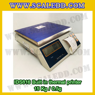 เครื่องชั่งดิจิตอล พิกัดน้ำหนัก 15kg Built-in thermal printer ยี่ห้อ SDS รุ่น IDS816 ค่าละเอียด 0.5g