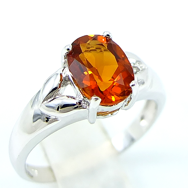 แหวนเงินแท้ราคาถูกชุบทองคำขาว ซิทรินแท้ 1.25 กะรัต งานประณีตสวยงาม สั่งผลิตค่ะ