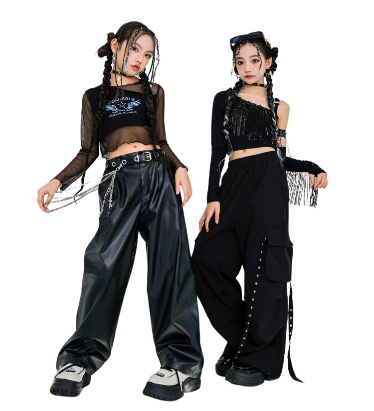 พร้อมส่ง ชุดเต้น ชุดแดนซ์ เสื้อแขนยาวปาดไหล่ กางเกงขายาว