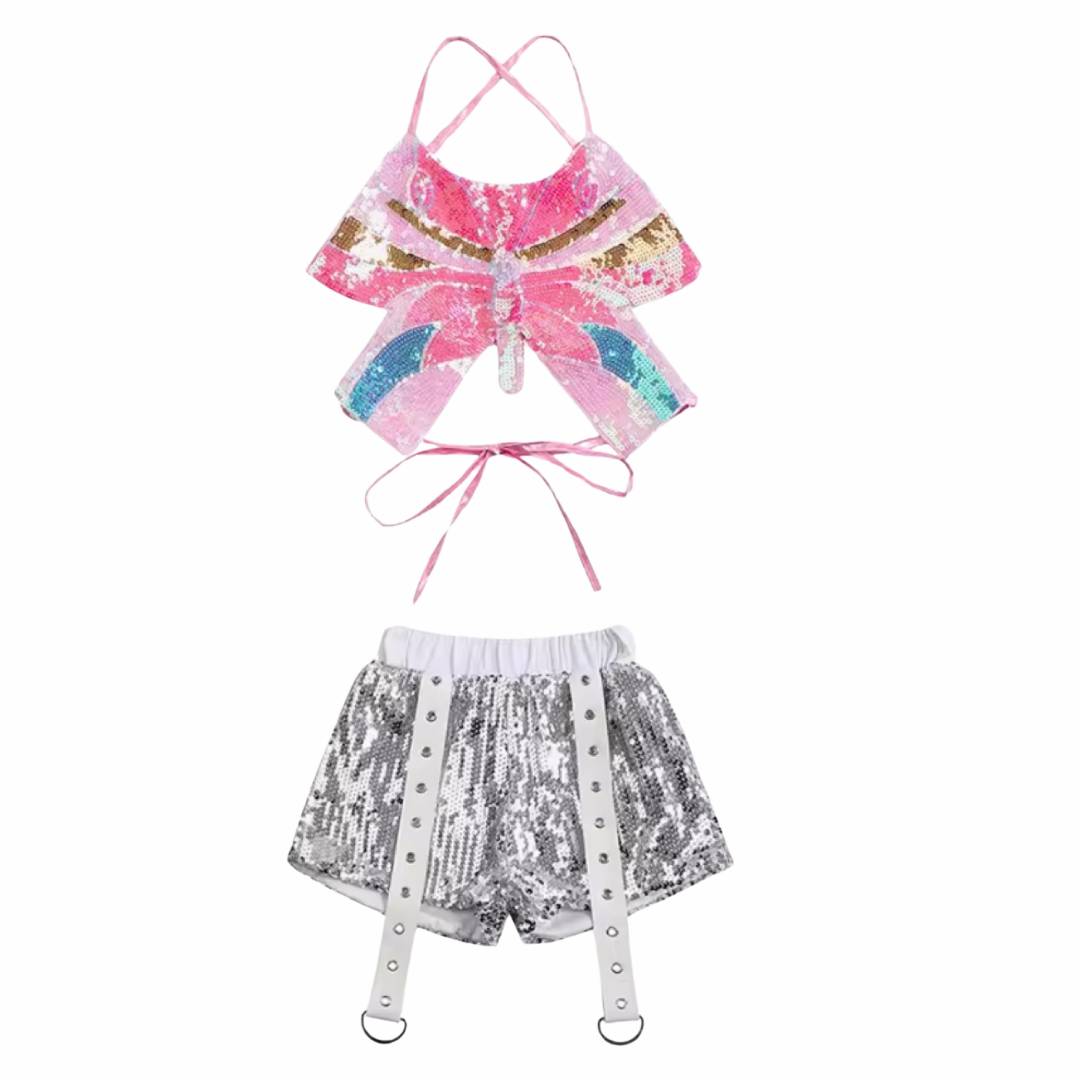 friendly4kid พร้อมส่ง ชุดเต้น เซ็ตเสื้อกั๊กดำ +กางเกงขายาว/กระโปรง hiphop jazzdance