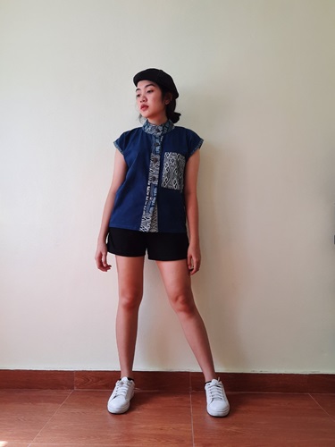 เสื้อผ้าฝ้ายฮัม1 ย้อมครามไทยเทห์ไม่ทำลายสิ่งแวดล้อม สีน้ำเงิน น้ำตาล ดำ และม่วงเข็ม M L XL XXL