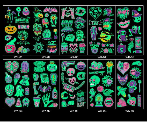 สติกเกอร์ แทททู ฮาโลวีน โพนี่ เมอเมด มีให้เลือกแบบเรืองแสงกับไม่เรืองแสง