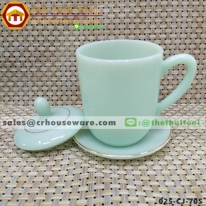 ชุดน้ำชาเนื้อมุก 3 ชิ้น สีหยก