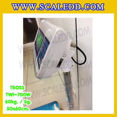 เครื่องชั่งน้ำหนัก60กิโลกรัม เครื่องชั่งน้ำหนัก60kg เครื่องชั่งดิจิตอล60kg เครื่องชั่งตั้งพื้น ตาชั่ง60kg ความละเอียด 5g ขนาดแท่นชั่ง50*60cm ยี่ห้อ TBOSS รุ่น TWI-700W (เครื่องชั่งผ่านตรวจรับรองจากสำนักชั่งตวงวัด)