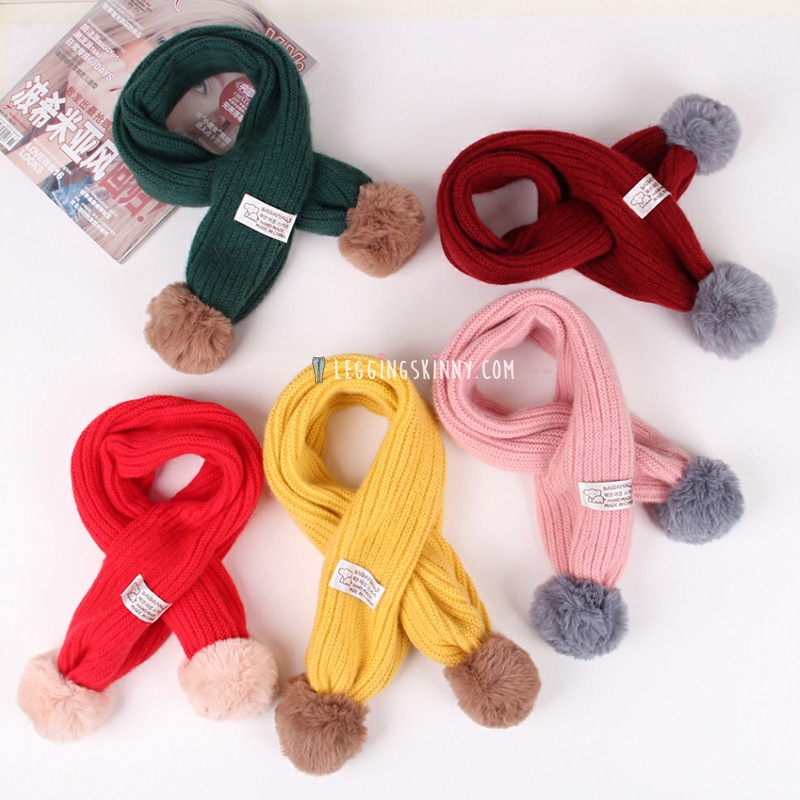 ผ้าพันคอไหมพรมเด็ก จุกเฟอร์ มี 10 สี