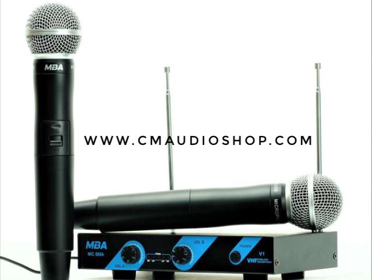 ไมโครโฟนไร้สาย ไมค์ลอยคู่แบบถือ MBA MIC-888A รุ่น V1 (VHF)