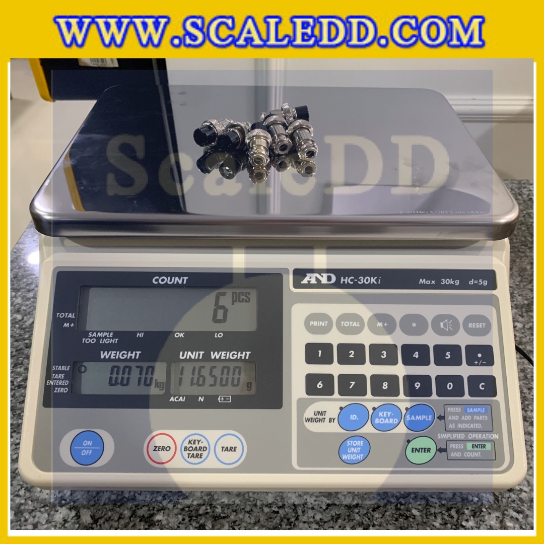 เครื่องชั่งนับจำนวณชิ้นงานดิจิตอล รุ่น HC-30Ki ยี่ห้อ AND น้ำหนักสูงสุด 30 กิโลกรัม ความละเอียด 5 กรัม (ผ่านตรวจรับรองจากสำนักกองชั่งตวงวัด)