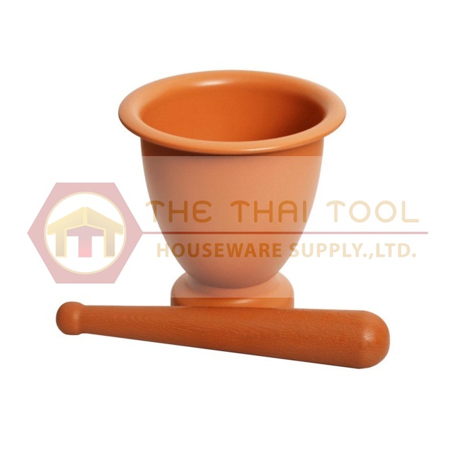 ครกพลาสติก สีน้ำตาล