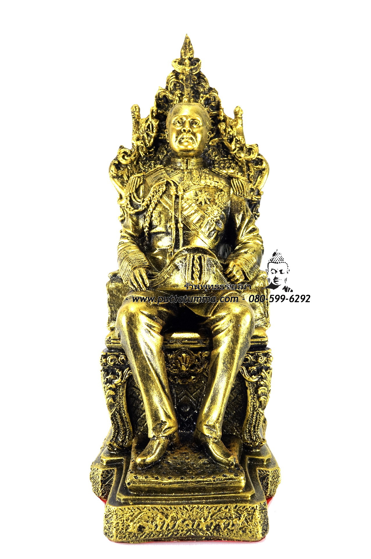 เสด็จพ่อ ร.5 นั่งบัลลังค์ สีทองรมดำ เนื้อเรซิ่น ขนาด 5 นิ้ว สูง 12 นิ้ว