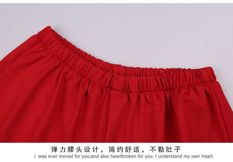 ชุดเต้น ชุดแดนซ์ เสื้อสีขาวลาย 67 +กระโปรงแดง/กางเกงแดง