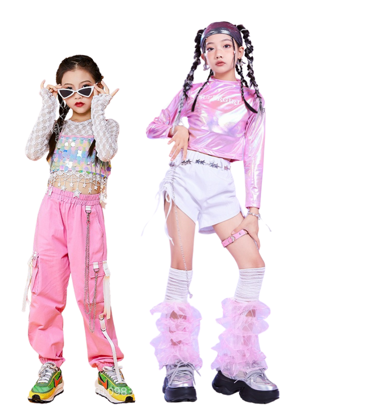 ชุดเต้นเด็ก เซ็ตเสื้อ+กางเกง/กระโปรงสีชมพู