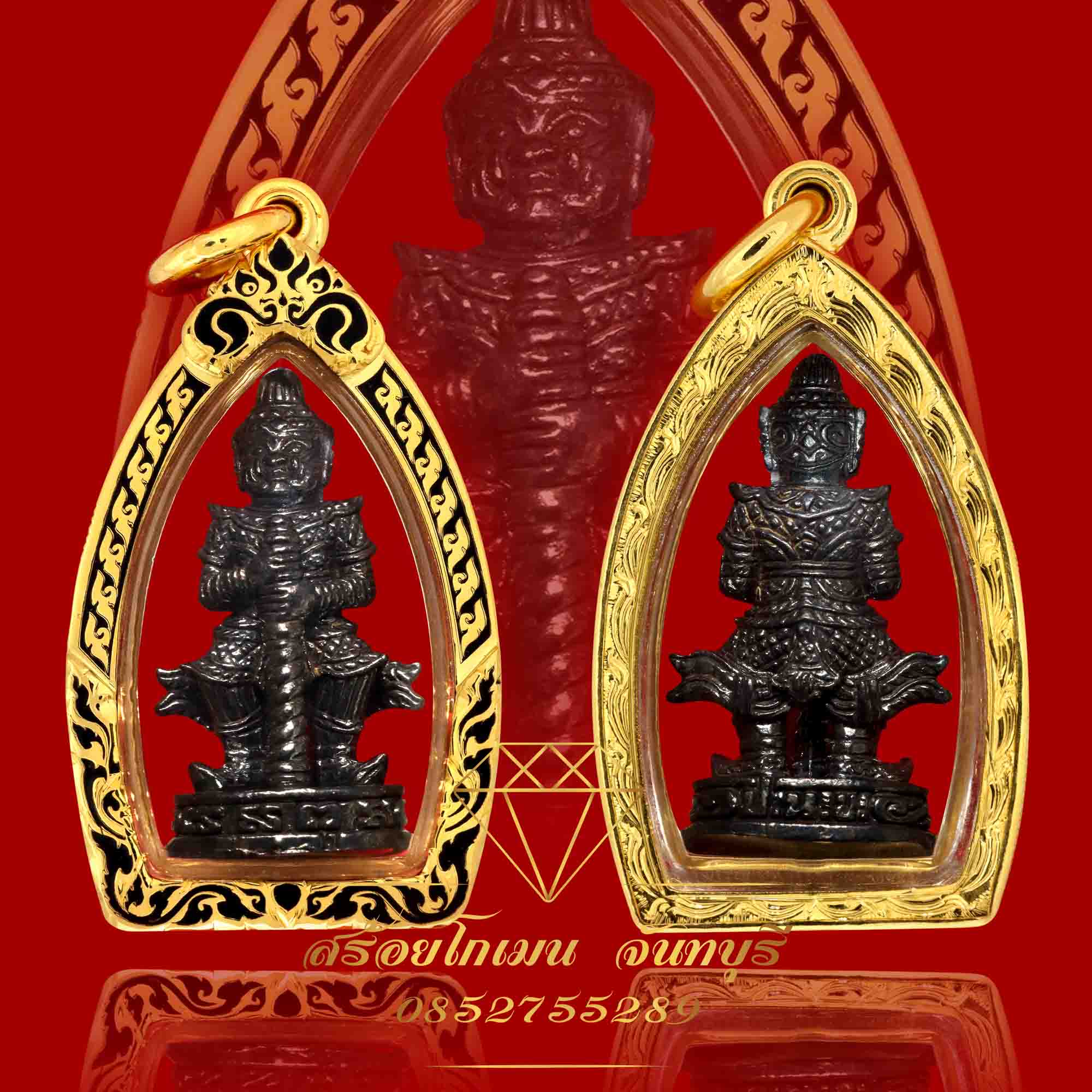 กรอบพระท้าวเวสสุวรรณ ลงยาดำ