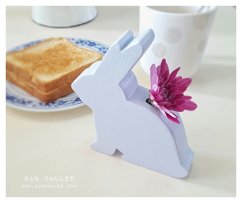 Wooden Bunny With Pen Holder - Blue Dawn