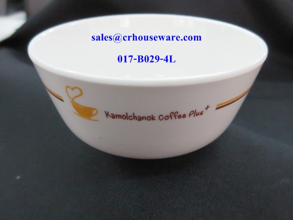 ถ้วยแบ่ง/ถ้วยข้าวต้มเมลามีนทำโลโก้ 4 " 017-B029-4L ถ้วยแบ่งเมลามีน, ถ้วยข้าวต้ม , ถ้วยแบ่ง 4 นิ้ว ,ชามเมลามีนเล็ก