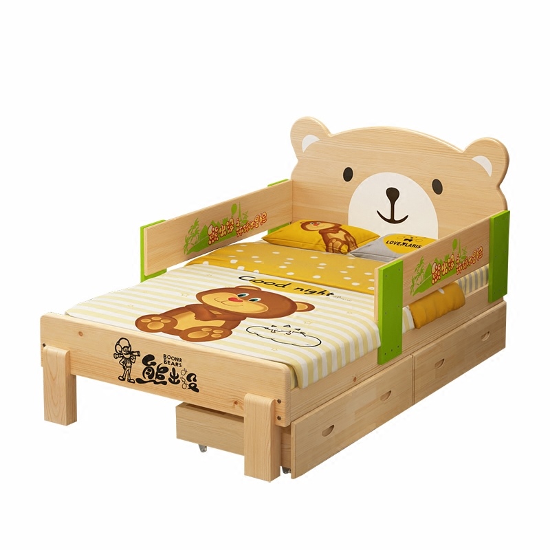 เตียงนอนไม้เด็ก MoMo Bear เตียงเดี่ยว 3ฟุต ลายพีหมี น่ารัก TP21020 (WDK20)