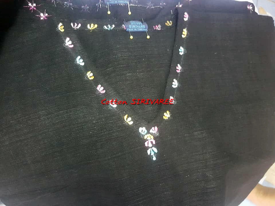 SIRIVAREE,SIVA Thai Cotton 100%, Polo shirt and hand embroidery By Cotton SIRIVAREE Top Thai Brand White, black ,blue ,the sugar L,XL