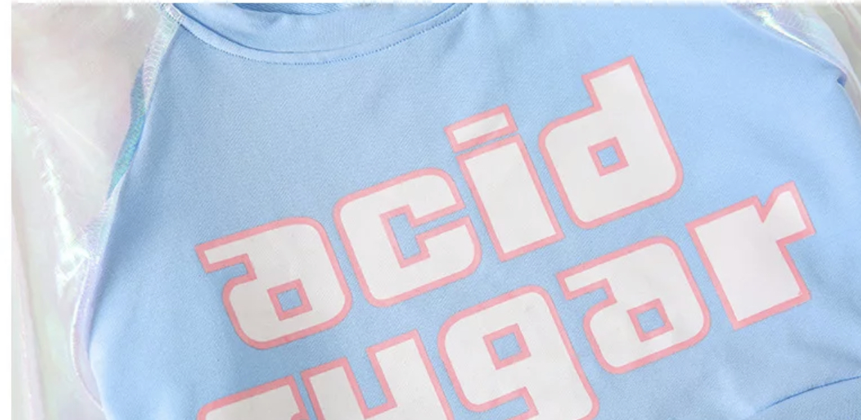 **เฉพาะเสื้อ** ชุดเต้น ชุดแฟชั่น สไตล์ฮิปฮอป สีฟ้า-เงิน