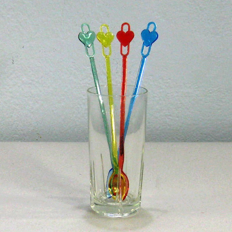 ช้อนคนเหล้าสีใส รูปหัวใจ