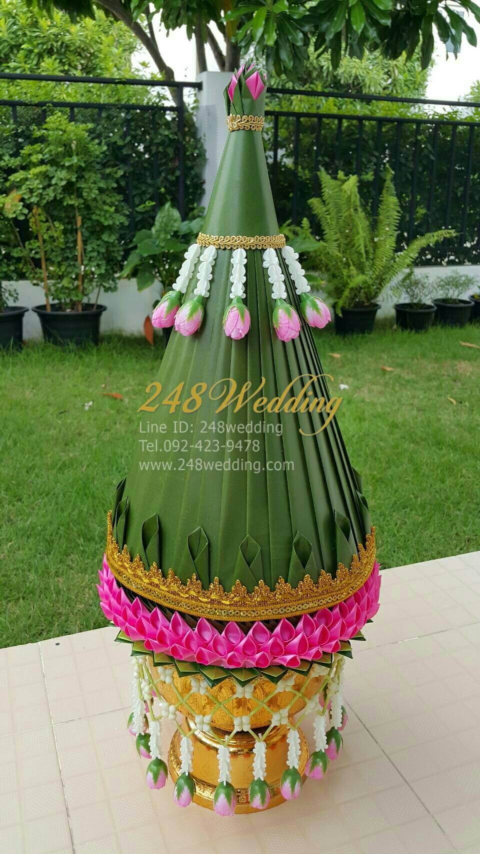 (แบบซื้อ) พานขันหมากเอกประดิษฐ์ (สีชมพู)