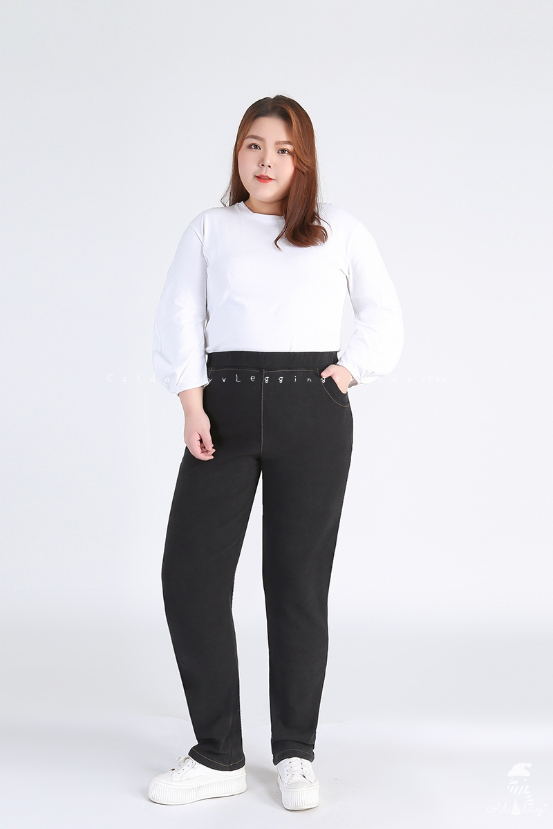 กางเกงยีนส์กันหนาว มีขนสัตว์ สำหรับสาวอ้วน สาวอวบ ไซส์ใหญ่ 2XL-9XL
