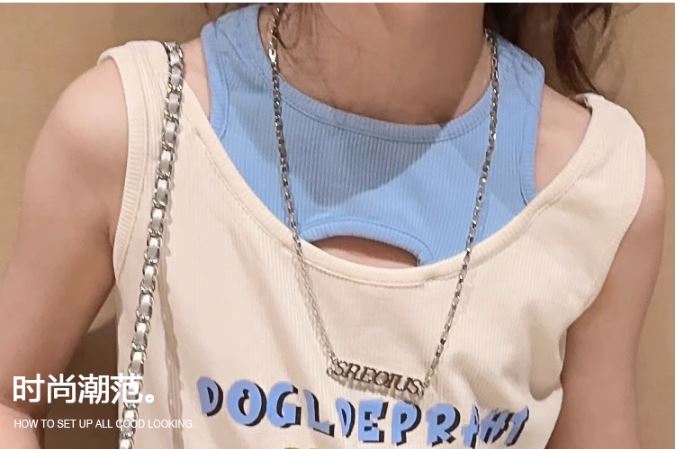 **เฉพาะเสื้อ**ชุดเต้น ฮิปฮอป เสื้อสีขาวเสริมคอฟ้า