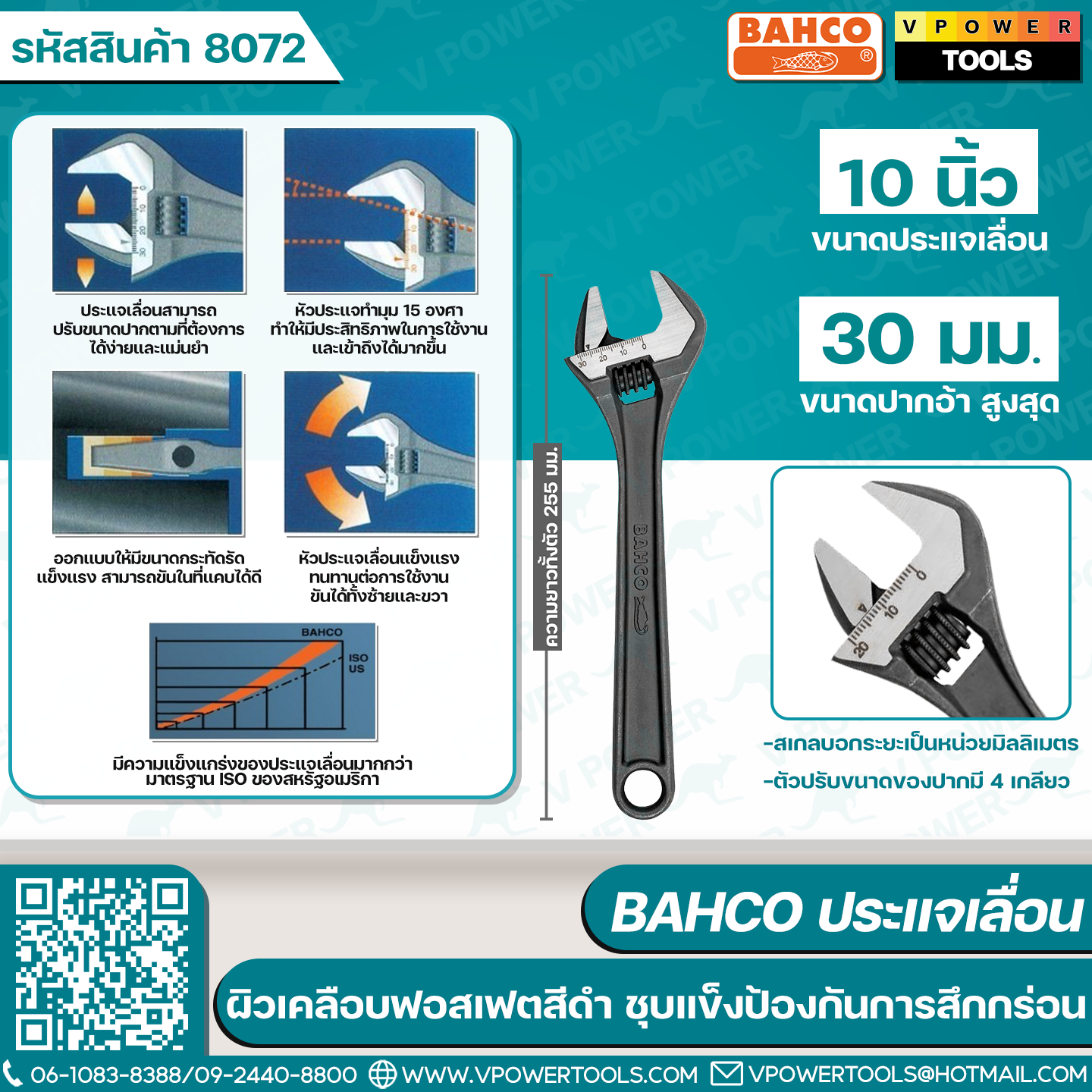 Bahco ประแจเลื่อน มาตรฐานสวีเดน ผลิตที่สเปน
