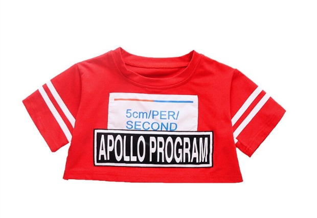 F ชุดเต้น ชุดฮิปฮอป เสื้อเอวลอยสีแดง+กระโปรงแดง