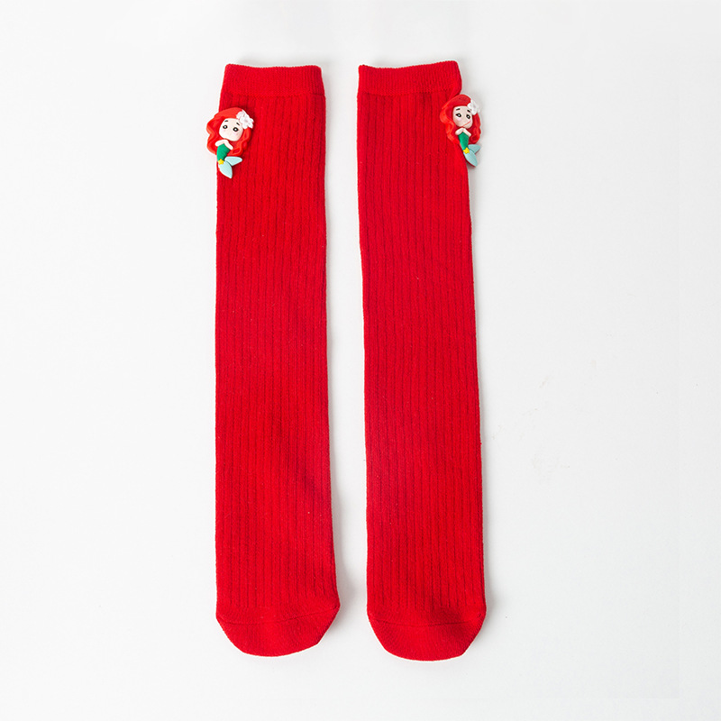 พร้อมส่ง ถุงเท้ายาว ถุงเท้าเด็ก สีแดง คริสมาสต์