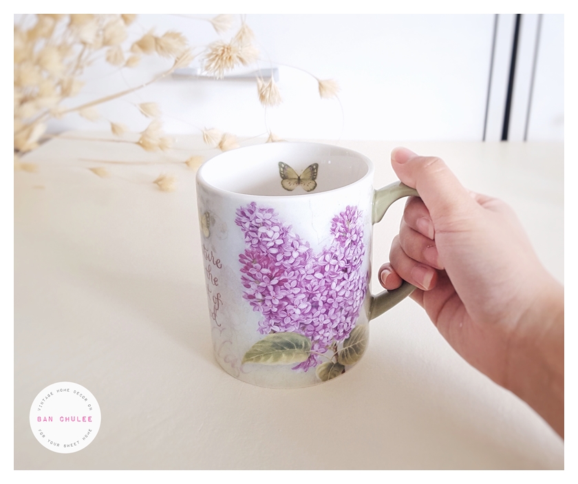 Ceramic Mug - Lilac แก้วเซรามิค ลายดอกไม้