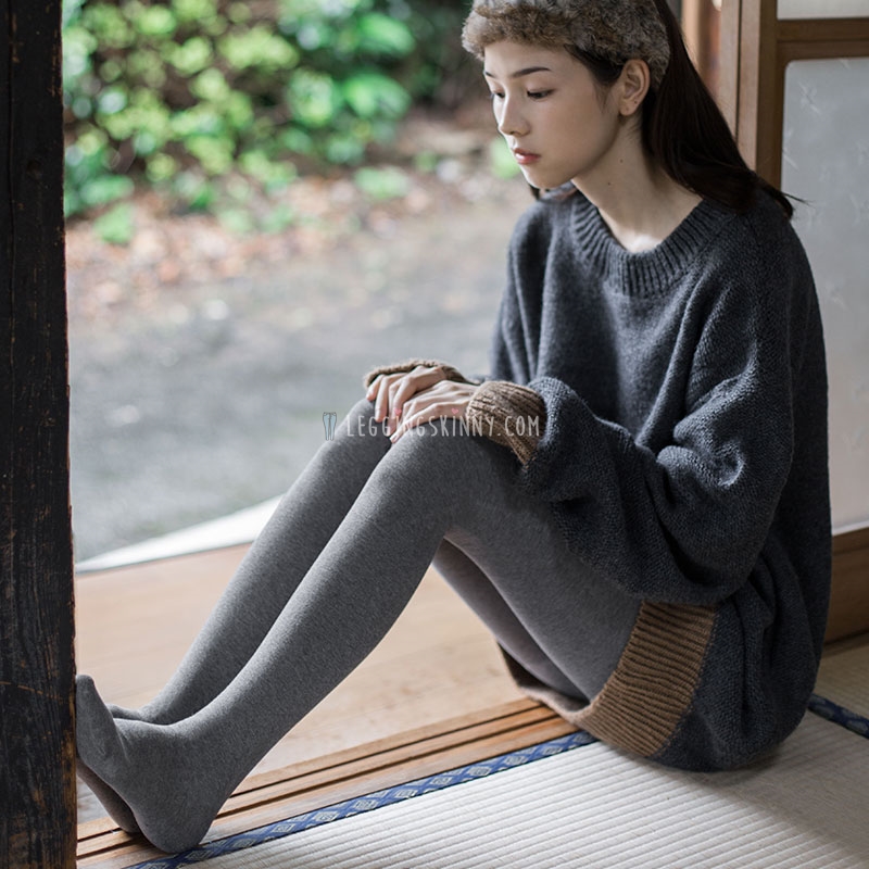 800D เลกกิ้งถุงน่องผ้าฝ้ายบุขนแกะกันหนาว มี 4 สี