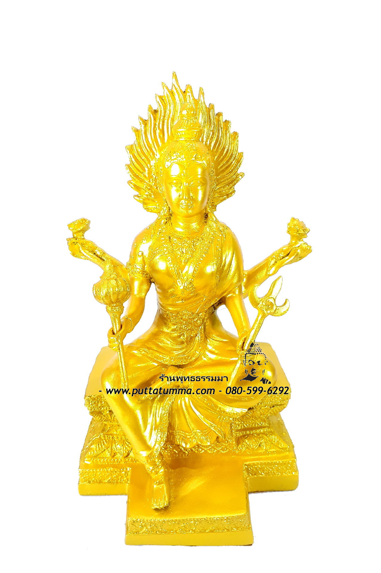 พระแม่อุมาเทวี สีทอง เนื้อเรซิ่น ขนาด 5 นิ้ว สูง 11 นิ้ว