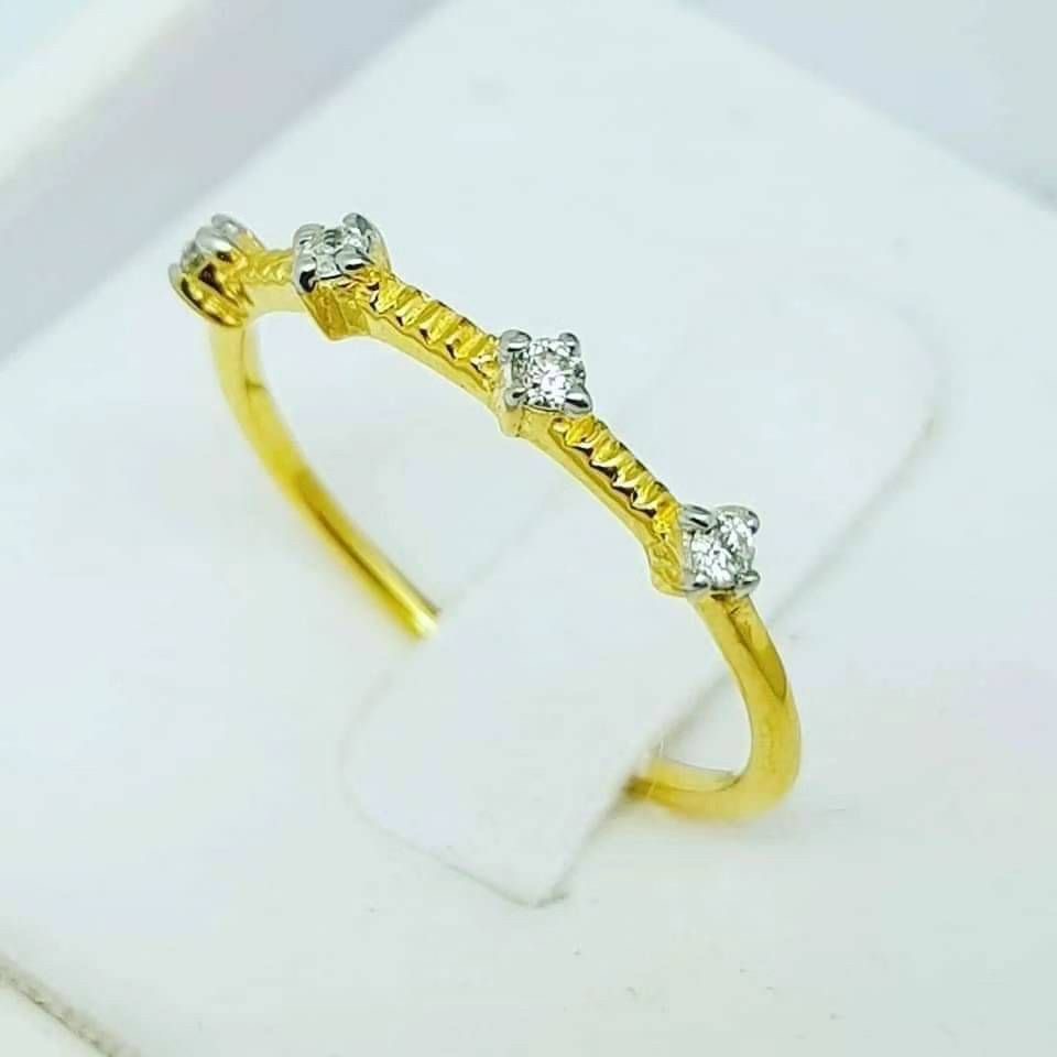 พร้อมส่งและสั่งผลิตแหวนเพชรแท้ชู4เม็ด แหวนแต่งงาน แหวนหมั้น ใส่เที่ยว ออกงาน แหวนทองคำ 9K เพชรแท้ 0.08 กะรัต 4 เม็ด ราคาถูกมาก ส่งฟรี