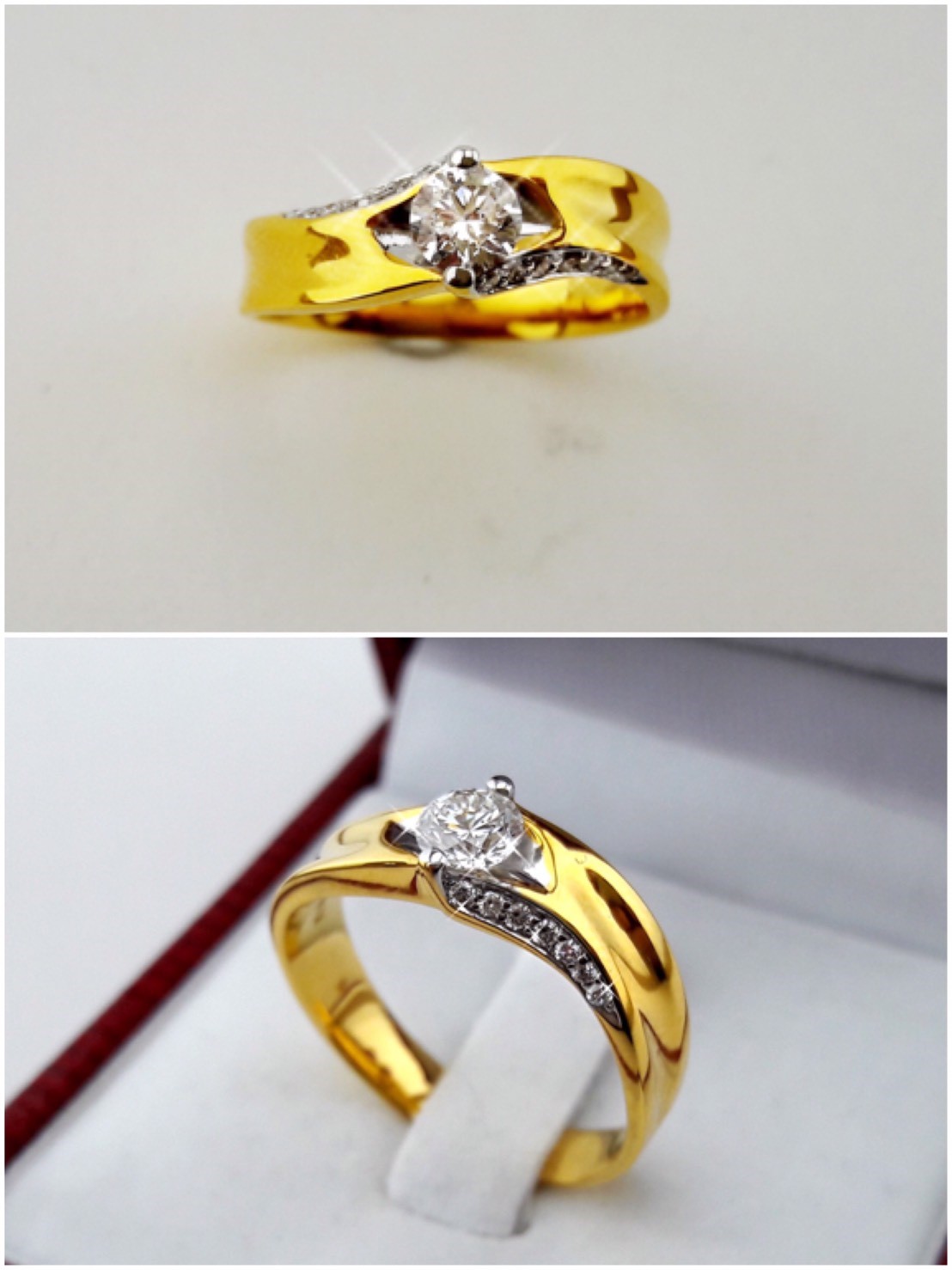 สั่งผลิตเพชรเบลเยี่ยมคัท แหวนแต่งงาน แหวนหมั้น ใส่เที่ยว ออกงาน แหวนทองคำ 18K เพชรแท้ 0.49 กะรัต 4.60 กรัม น้ำ 99 ราคาถูกมาก มีใบรับประกันค่ะ