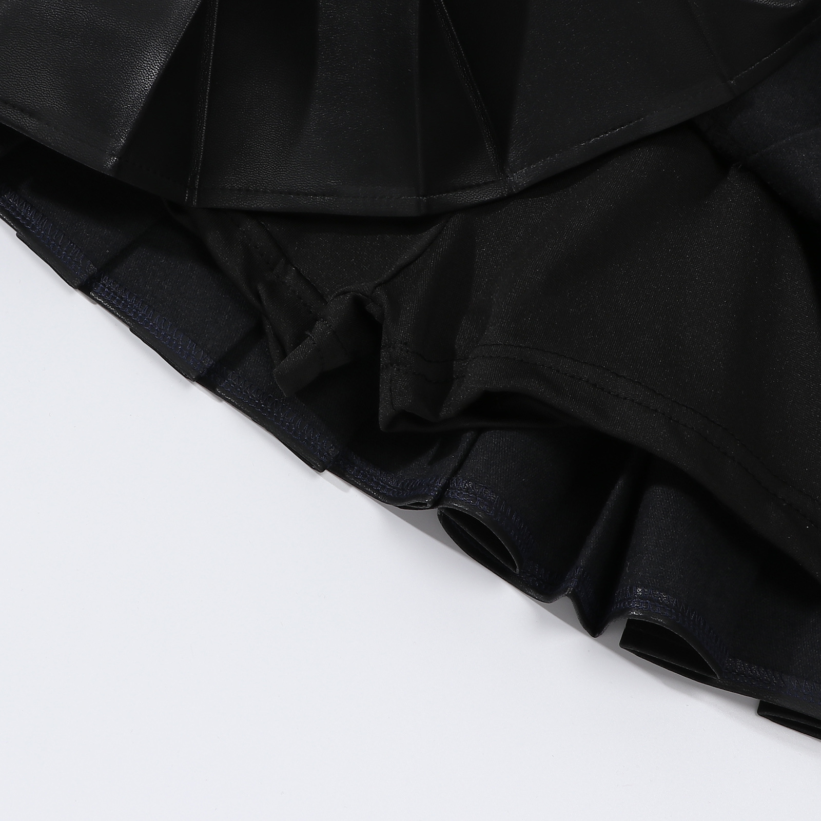 friendly4kid กระโปรงเด็กหญิง กระโปรงหนัง สีดำ อัดพลีทจีบรอบ