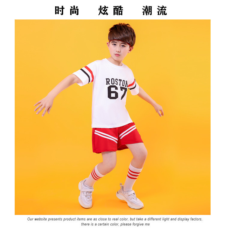 ชุดเต้น ชุดแดนซ์ เสื้อสีขาวลาย 67 +กระโปรงแดง/กางเกงแดง