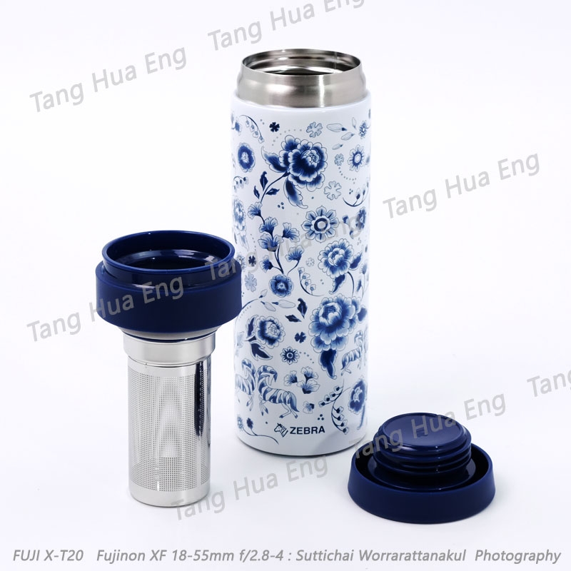 Zebra กระบอกน้ำสูญญากาศ Oriental Blue 0.45 ลิตร ตราหัวม้าลาย